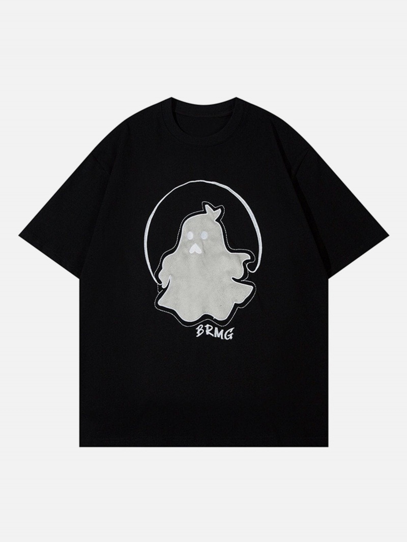 Blanche  T Shirts Aelfric Eden Patch Embroidery Ghost Print Tee - ELY-7882643